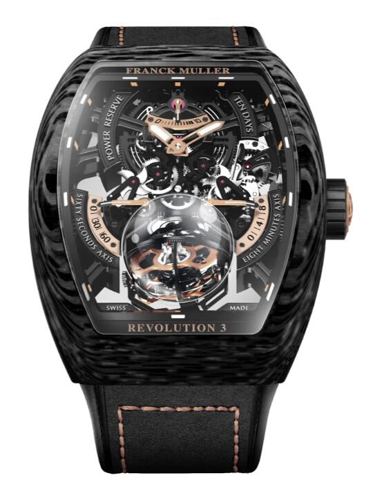 Franck Muller Vanguard Revolution 3 Skeleton Carbon - Rose Gold Review Replica Watch Cheap Price V50 REV 3 PR SQT CARBONE NR (5N)